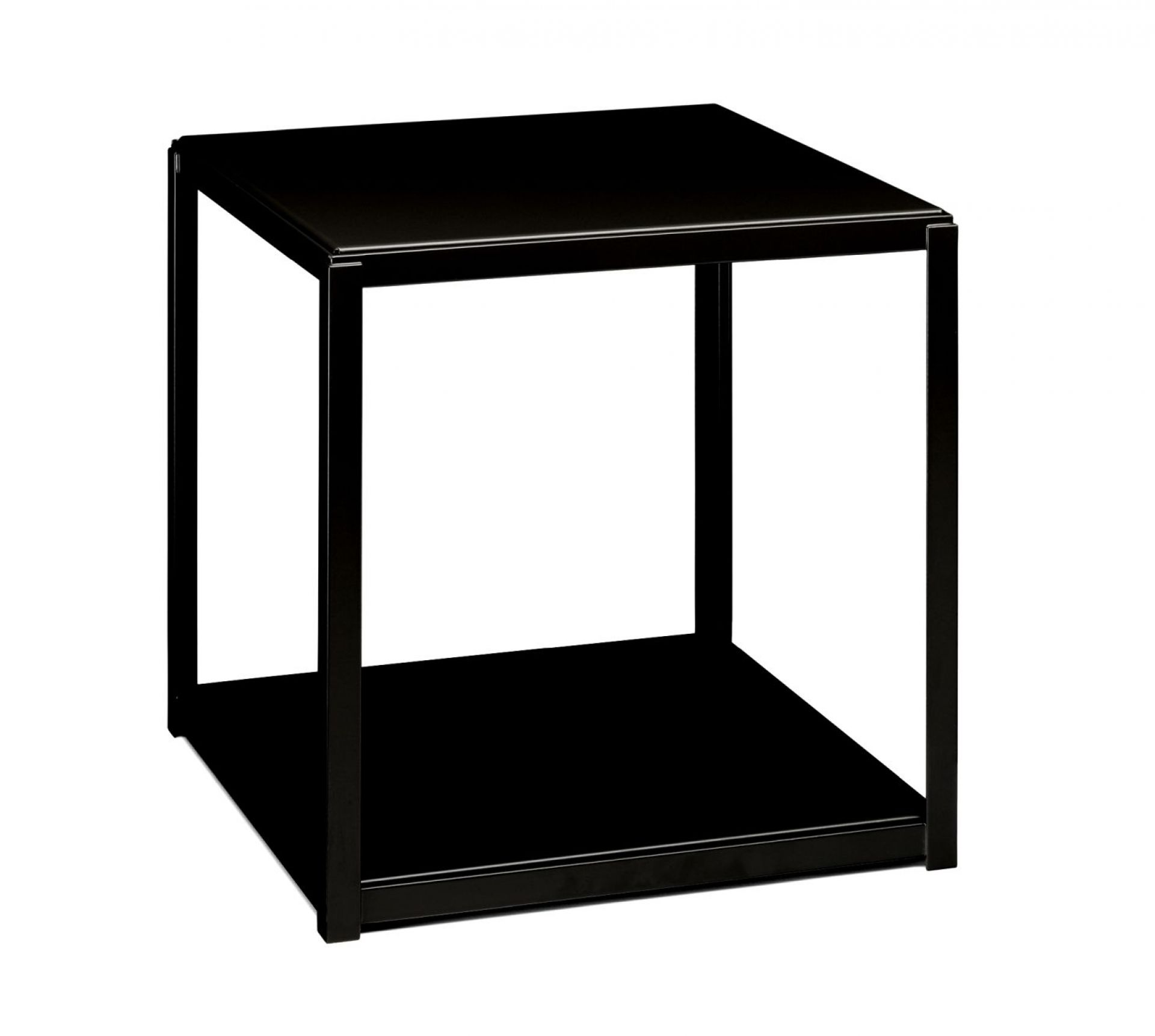 Tablette pour la table d'appoint FK12 Fortyforty e15 noir profond Schwarzer Fortyforty Beistelltisch von e15 mit zusätzlichem Einlegeboden für mehr Stauraum.