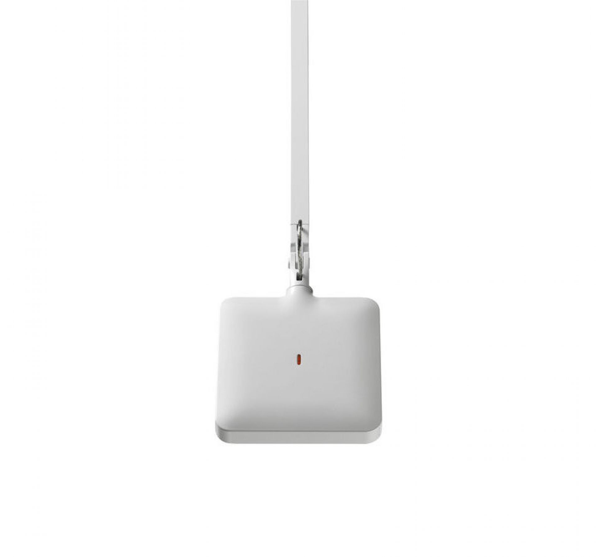Weiße Kelvin LED Tischleuchte von Flos, Basis mit rotem Punkt, modernes Design.