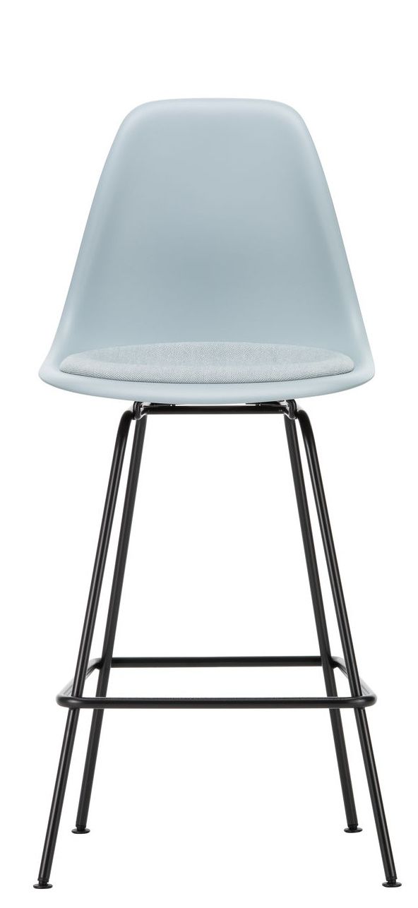 Eames Plastic Bar Stool Tabouret de bar moyen avec coussin d'assise Vitra
