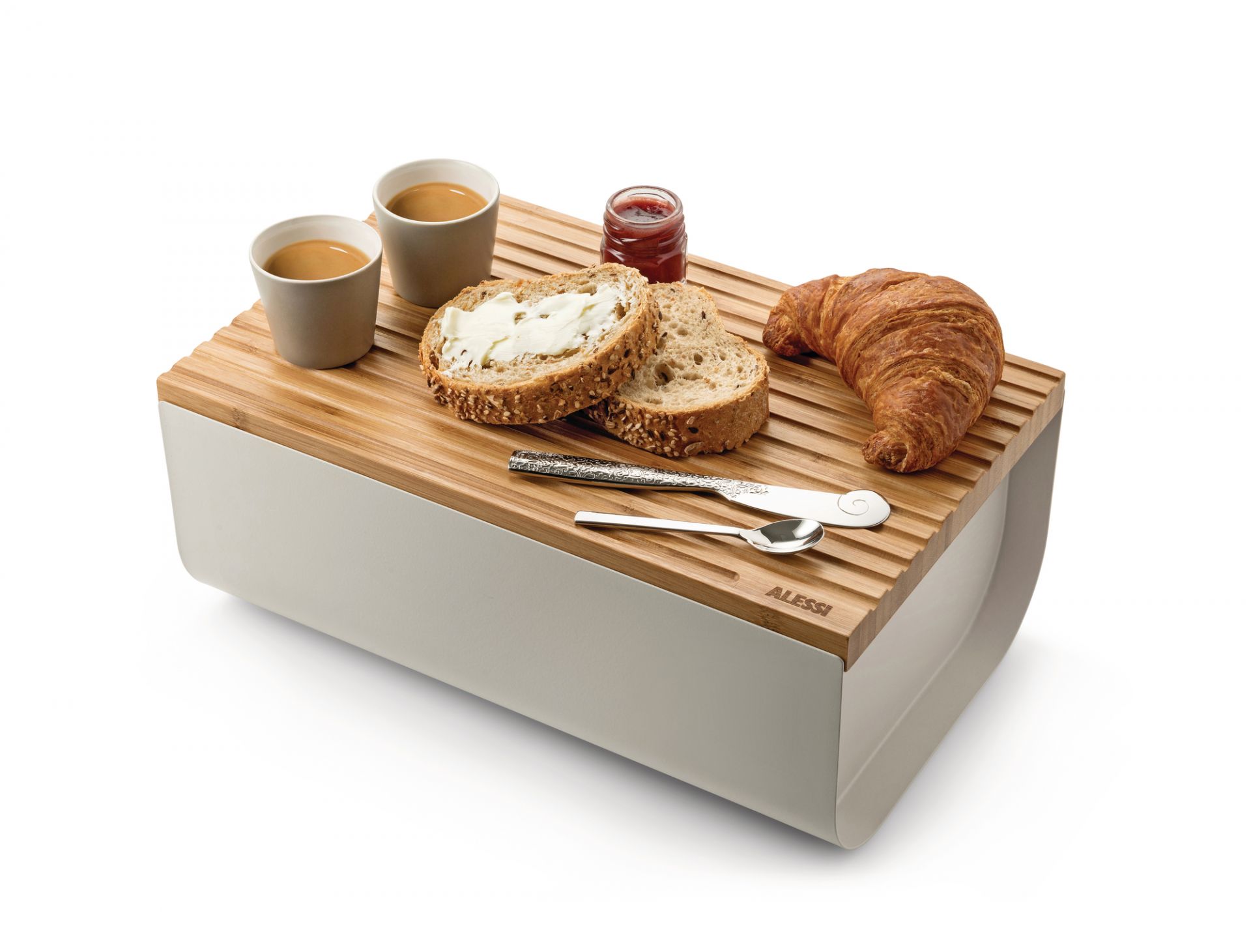 Mattina Boîte à Pain en Acier Gris Chaud Alessi