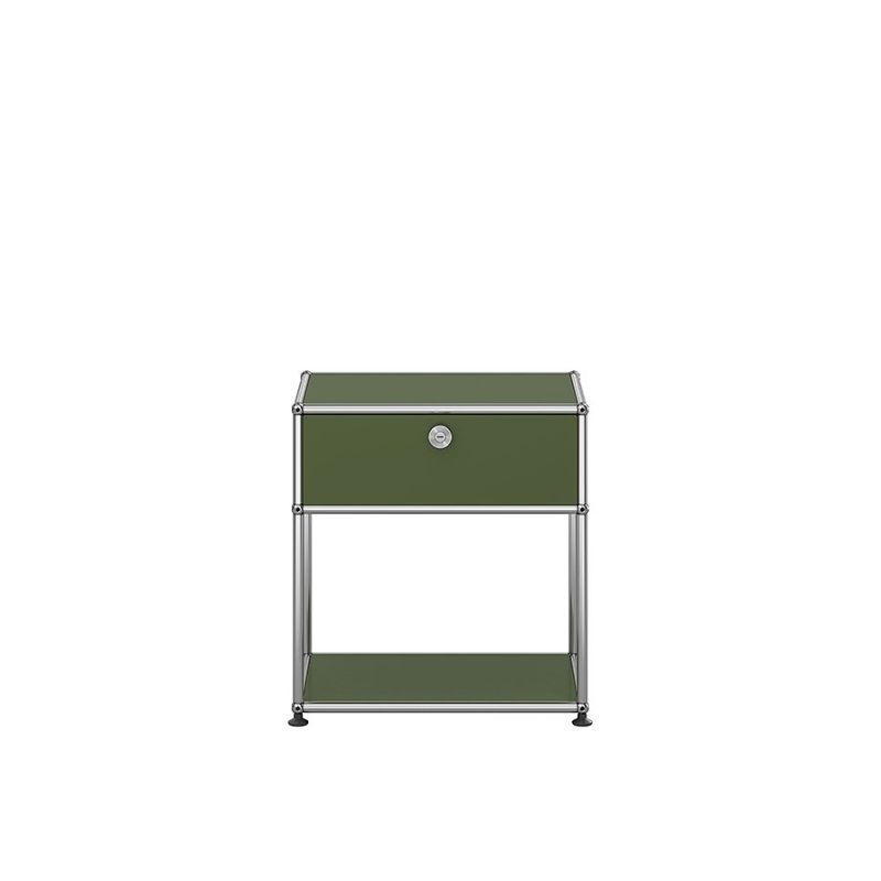 USM Haller Table de chevet avec compartiment ouvert M54 Vert olive