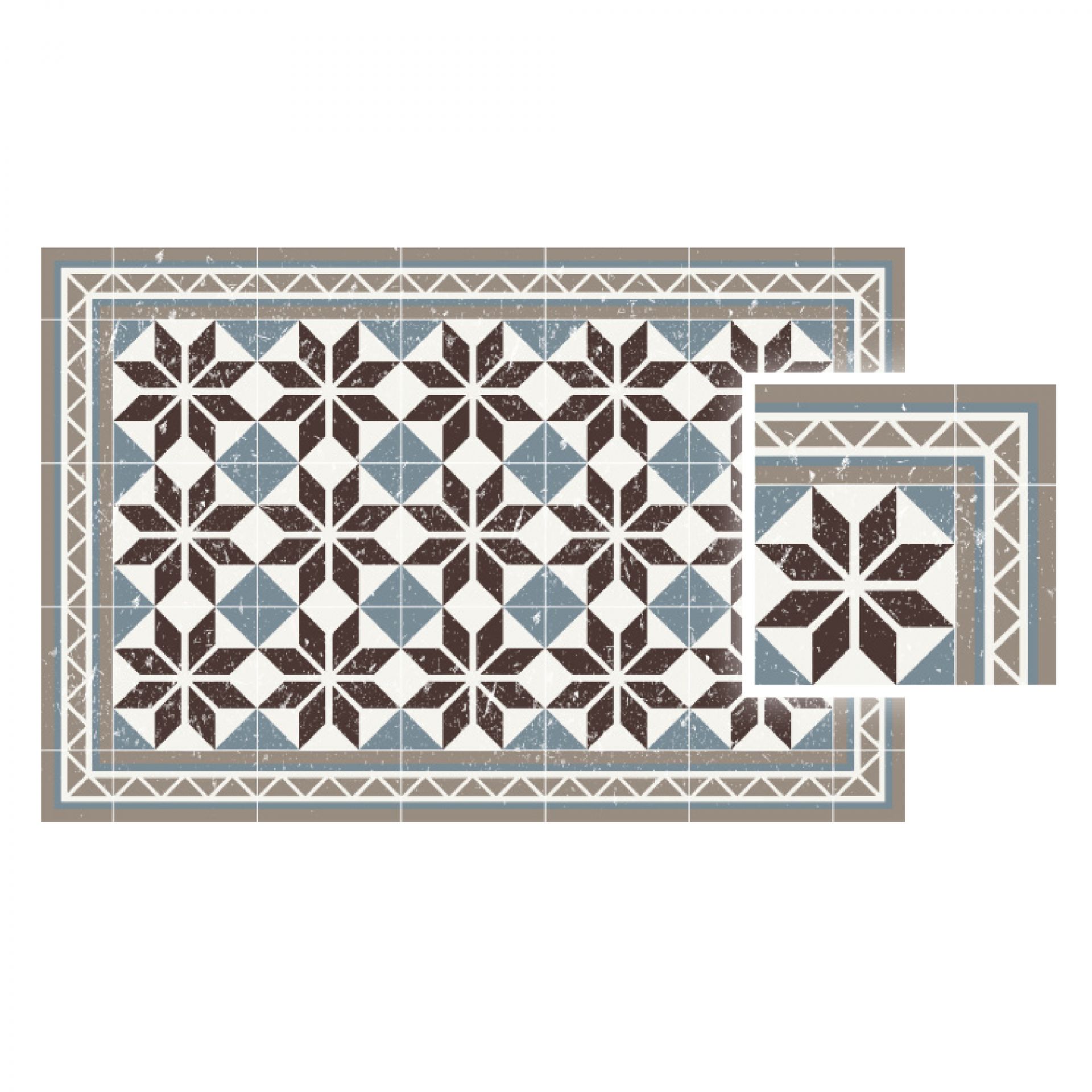 Matteo Tapis de Vinyle Tuile Bleue Contento OFFRE SPECIALE