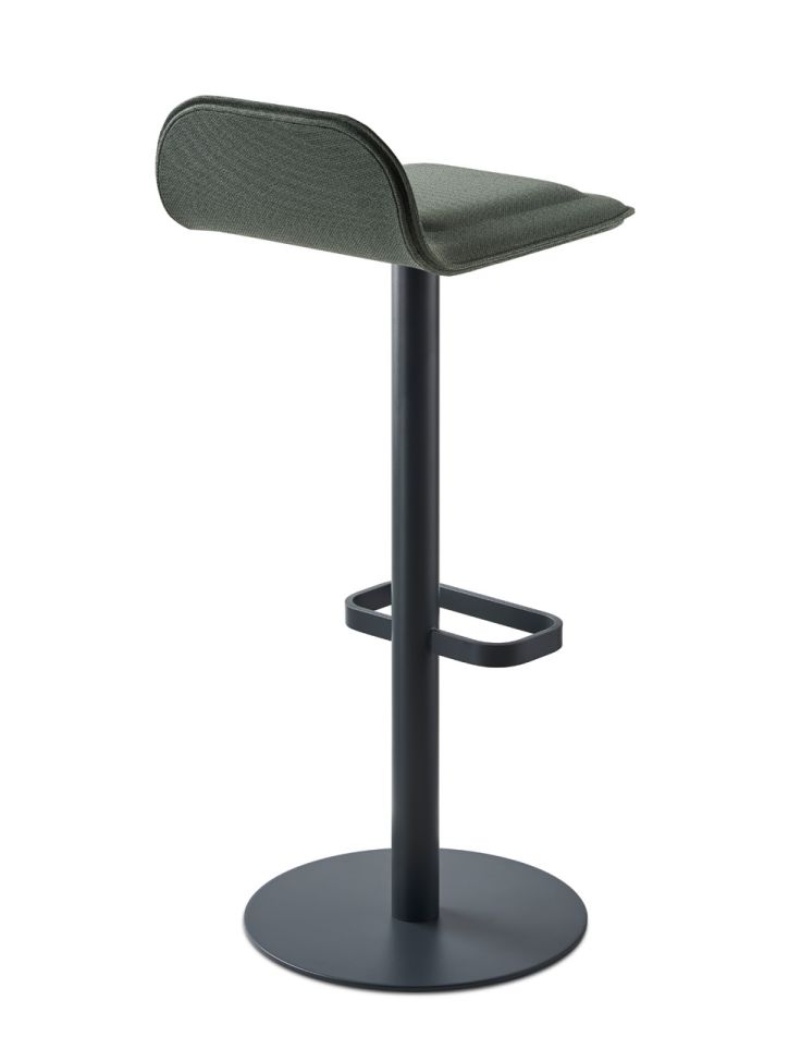 Tabouret de bar Dave anthracite avec assise rembourrée rouge vin Moree