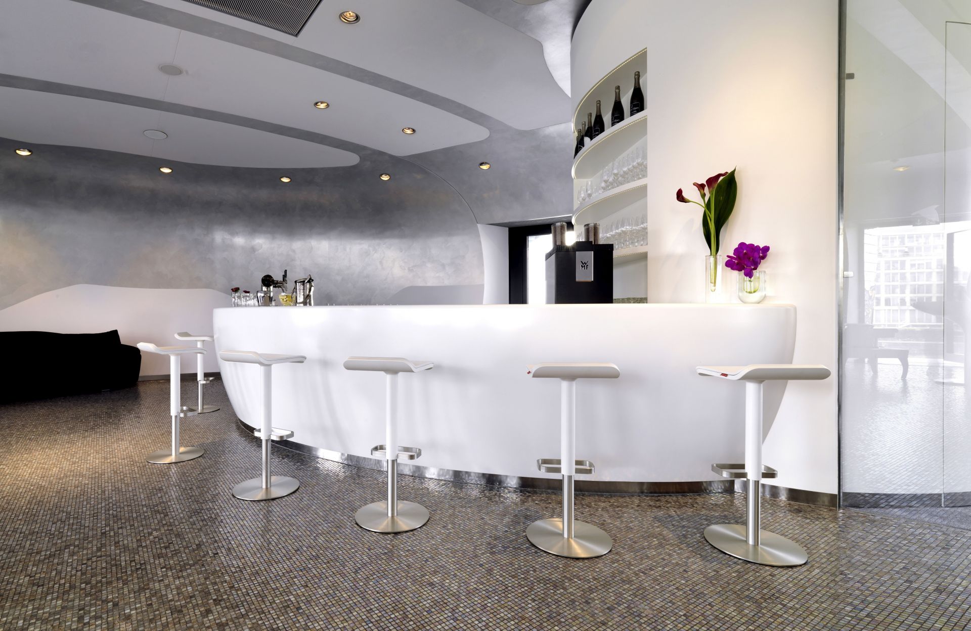 ED Tabouret de bar réglable en hauteur blanc Moree