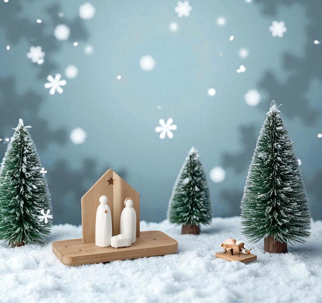 Paysage de Noël Crèche Roues