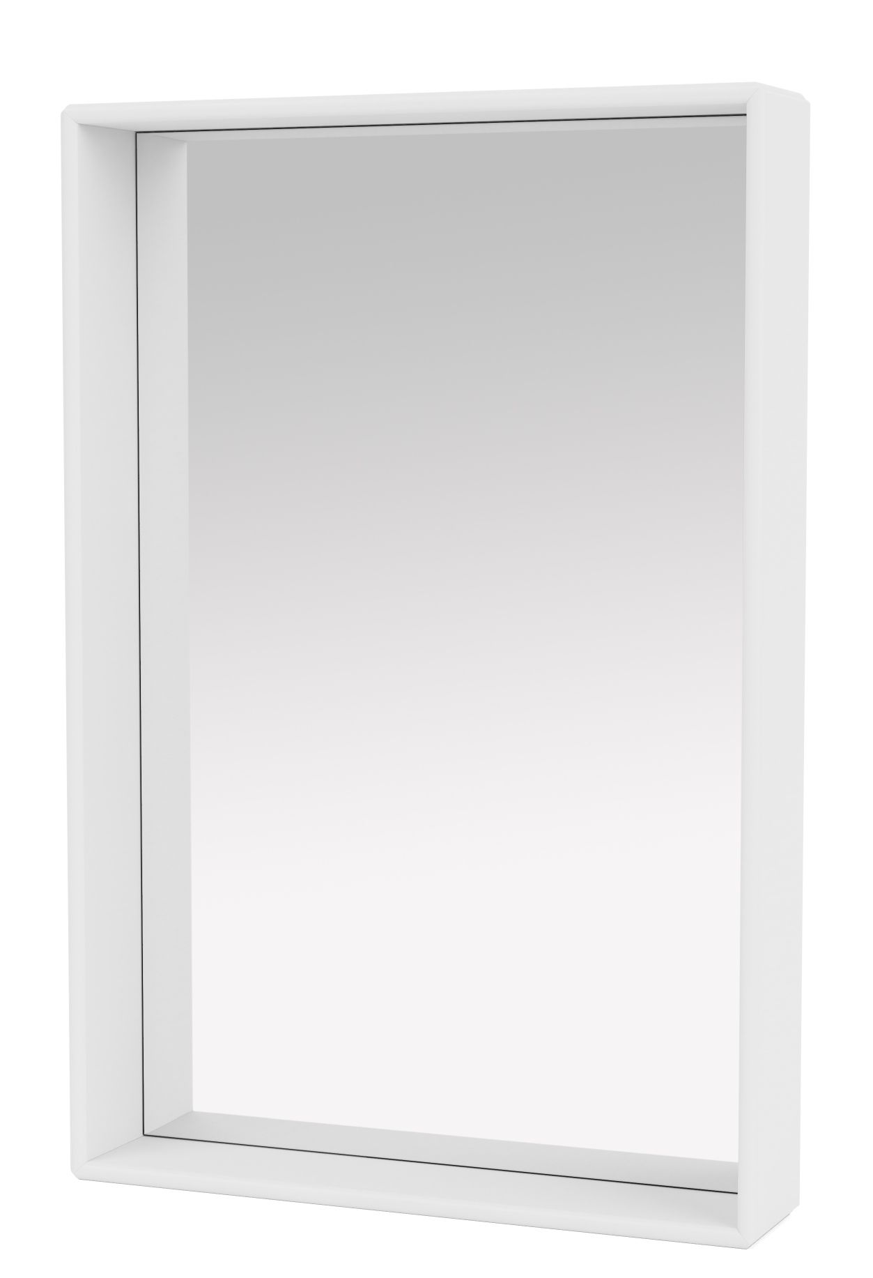 Weißer Colour Frame Spiegel, auch als Shelfie Spiegel bekannt, für Badezimmer und Wohnraum.