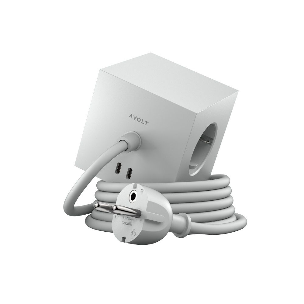 Square 1 - Avolt Cube de prises avec USB C dfp Design Gotland gris