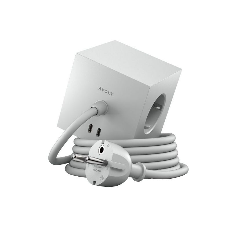 Square 1 - Avolt Cube de prises avec USB C dfp Design Gotland gris