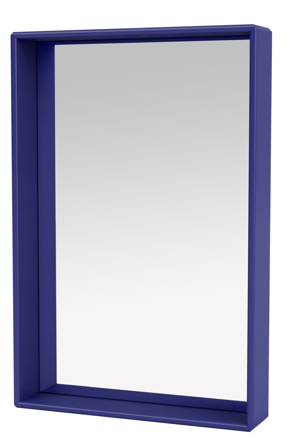 Blauer Colour Frame Spiegel mit Ablage, ideal als Shelfie Spiegel für moderne Badezimmer.