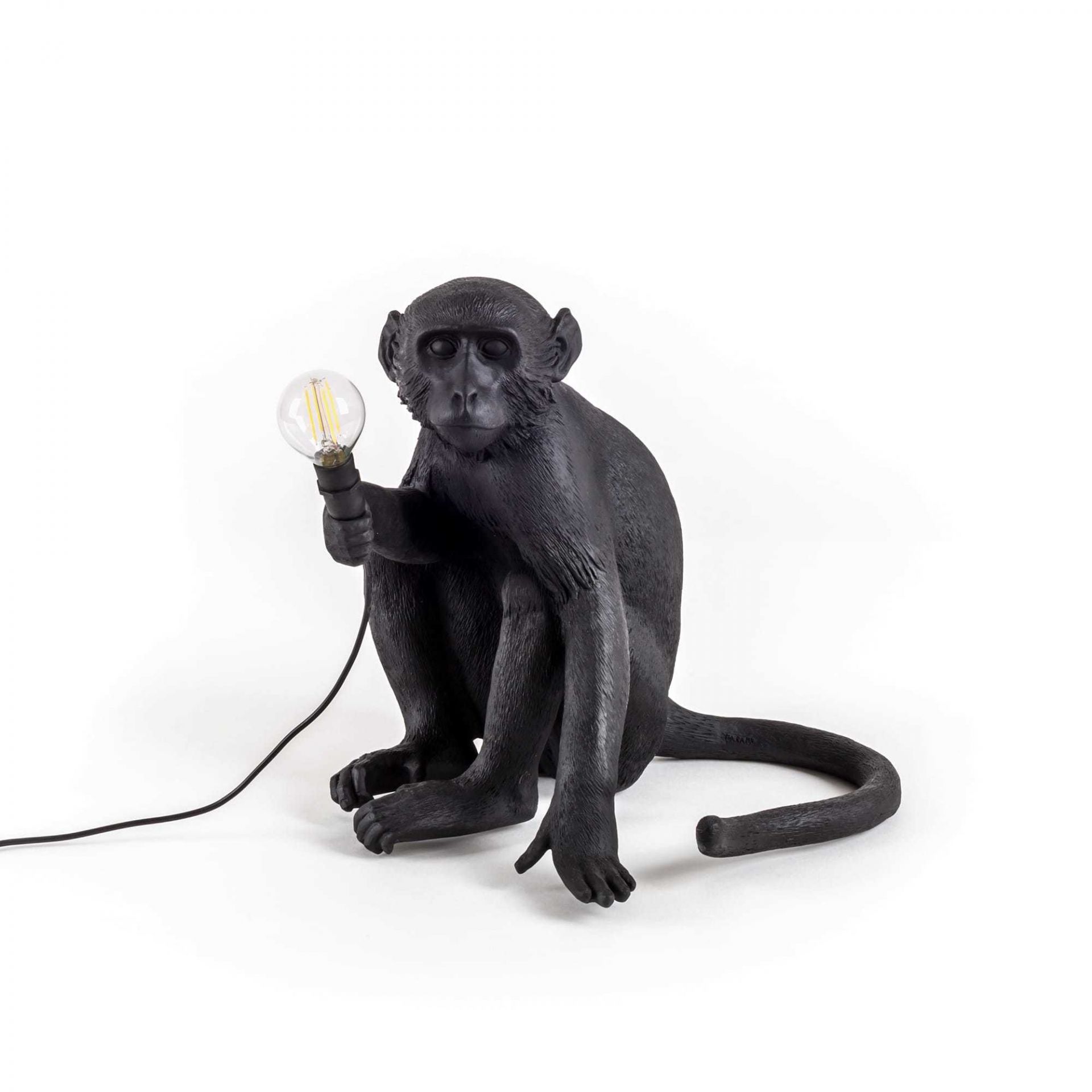 Monkey assis Indoor / Outdoor Lampe de table noir Seletti