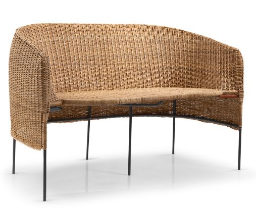 Caribe Natural Banc 2 places extérieur ames Matériau naturel brut / Noir