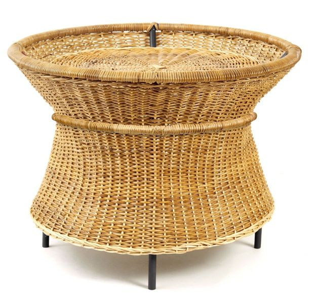 Caribe Natural Basket Table Table Outdoor ames Matériau naturel brut / Noir