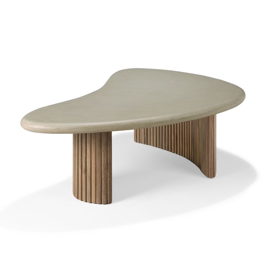 Boomerang Table basse d'extérieur béton/teck Ethnicraft