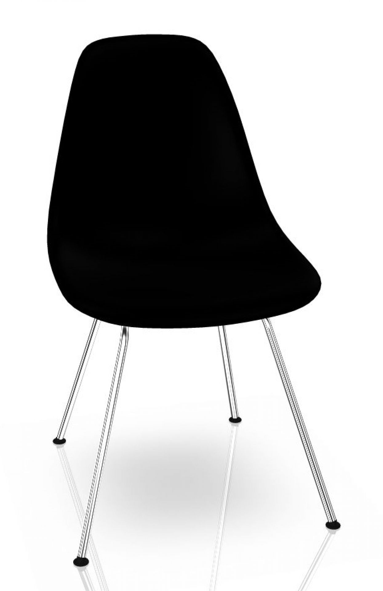 Eames Plastic Side Chair DSX Chaise Vitra Chromé - Deep black