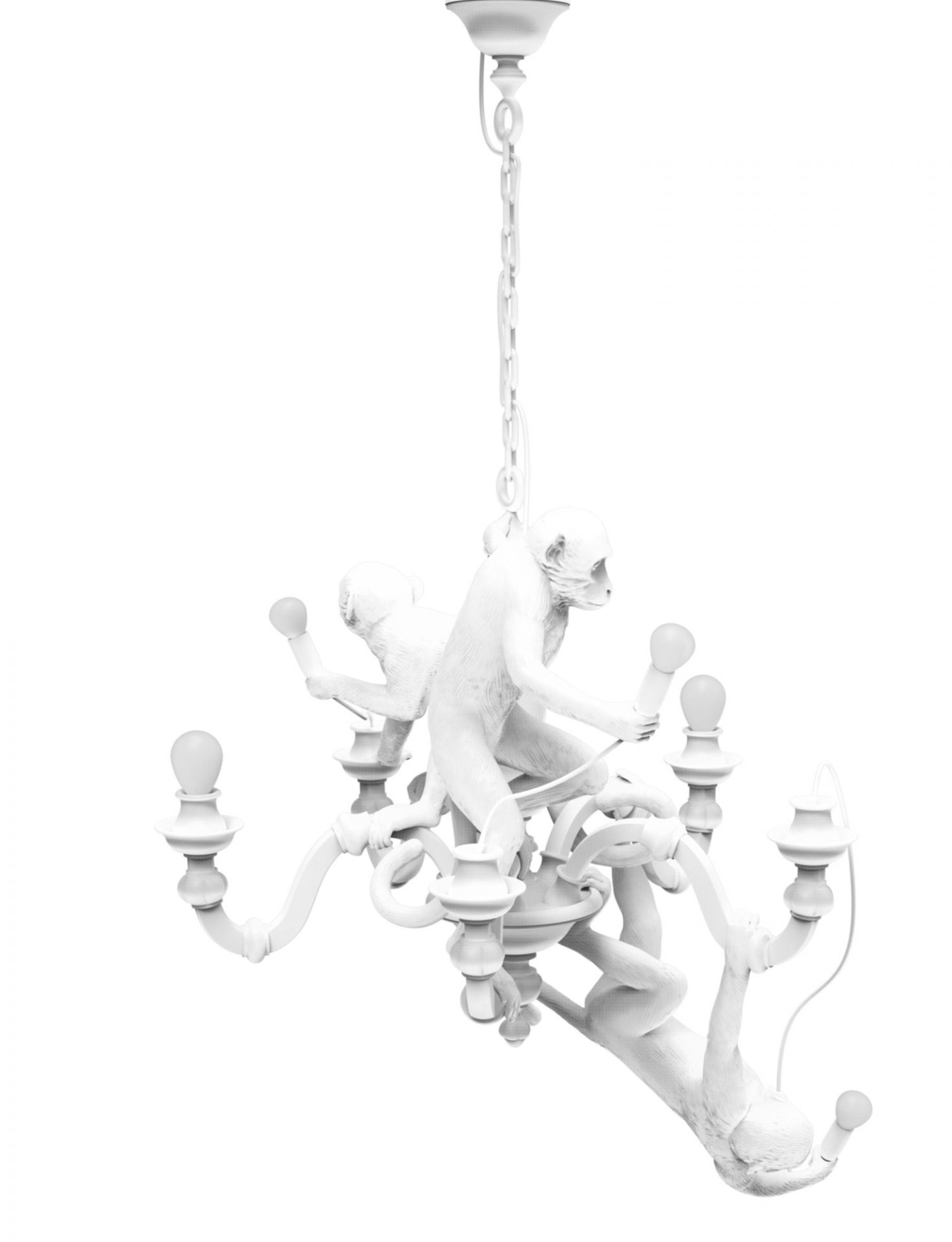 Monkey Chandelier Lampe de suspendue Seletti Blanc