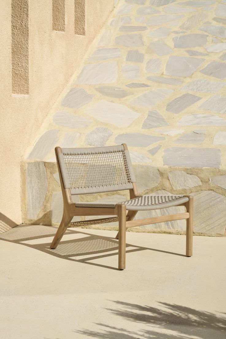 Jack Woven Fauteuil Lounge Extérieur Teck Cordon Beige Ethnicraft