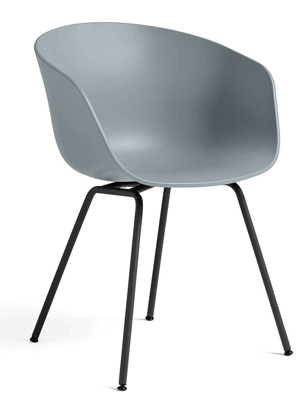 About A Chair AAC26 Stuhl in Dusty Blue mit schwarzem Stahlgestell, moderner Designstuhl.