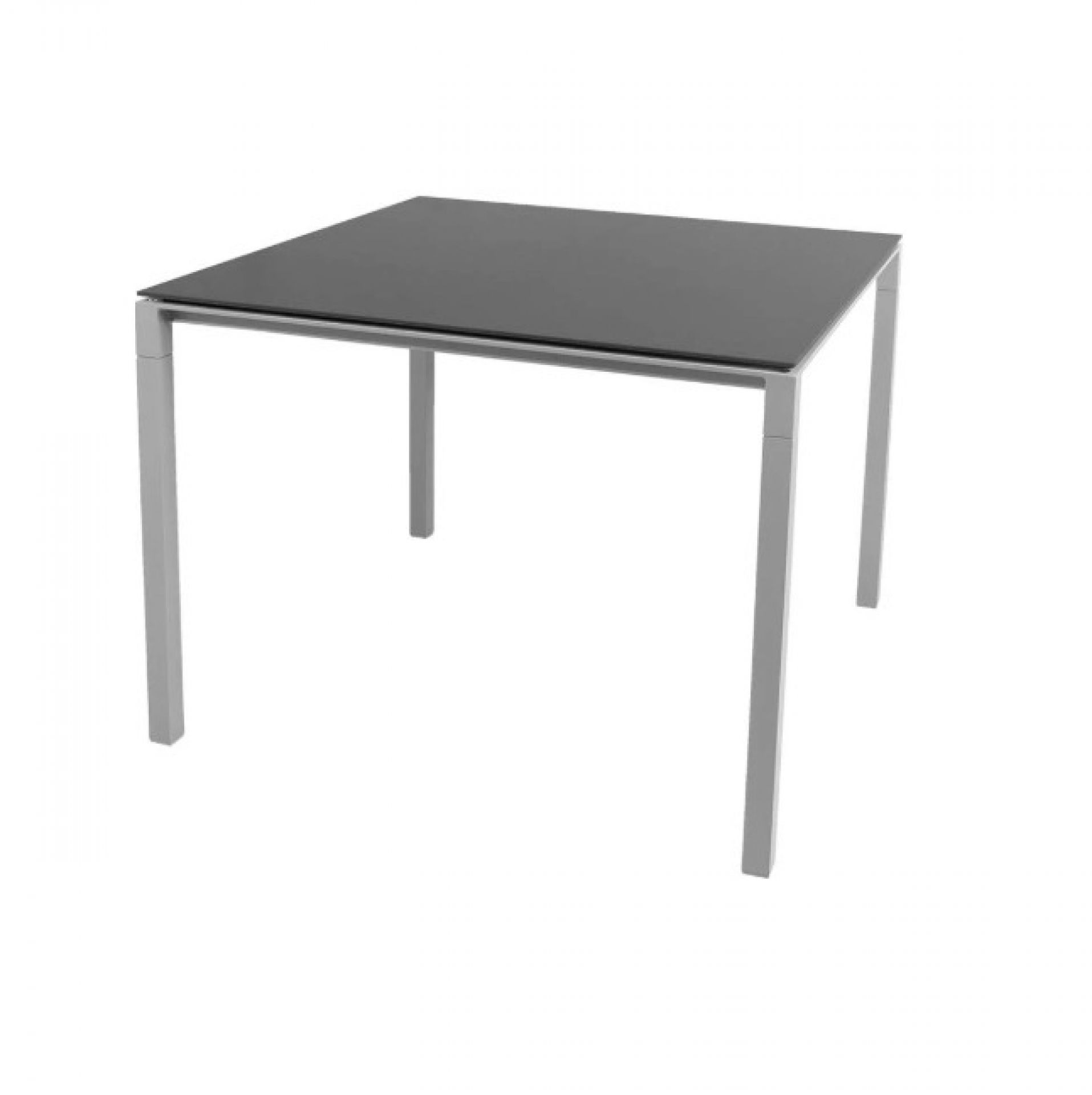 Pure Outdoor Table à manger petite L 100 x P 100 x H 74 cm Cane-Line piètement gris clair plateau nero noir