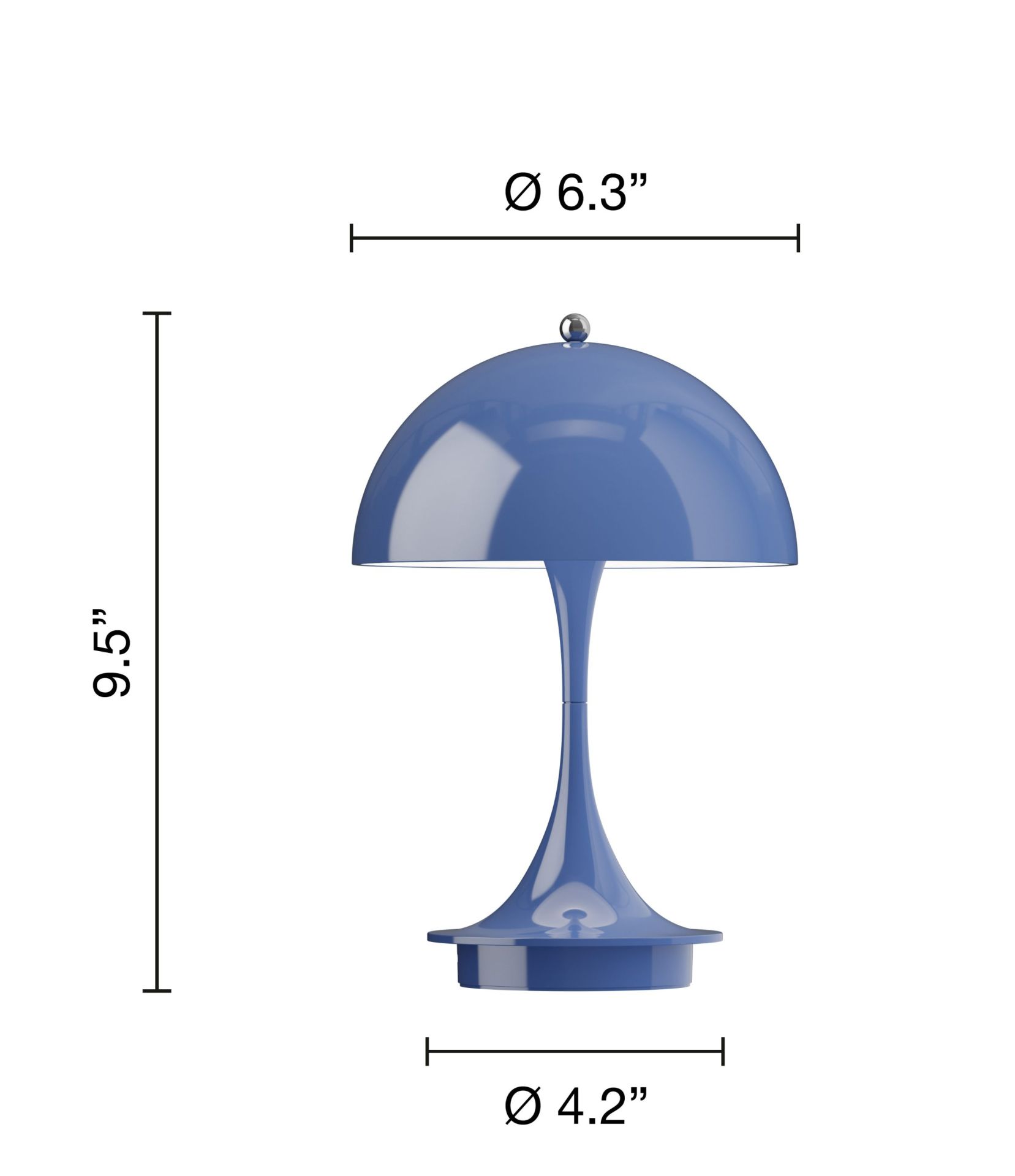 Panthella 160 Portable V3 Lampe de table à LED rechargeable Intérieur/Extérieur Louis Poulsen Indigo opaque