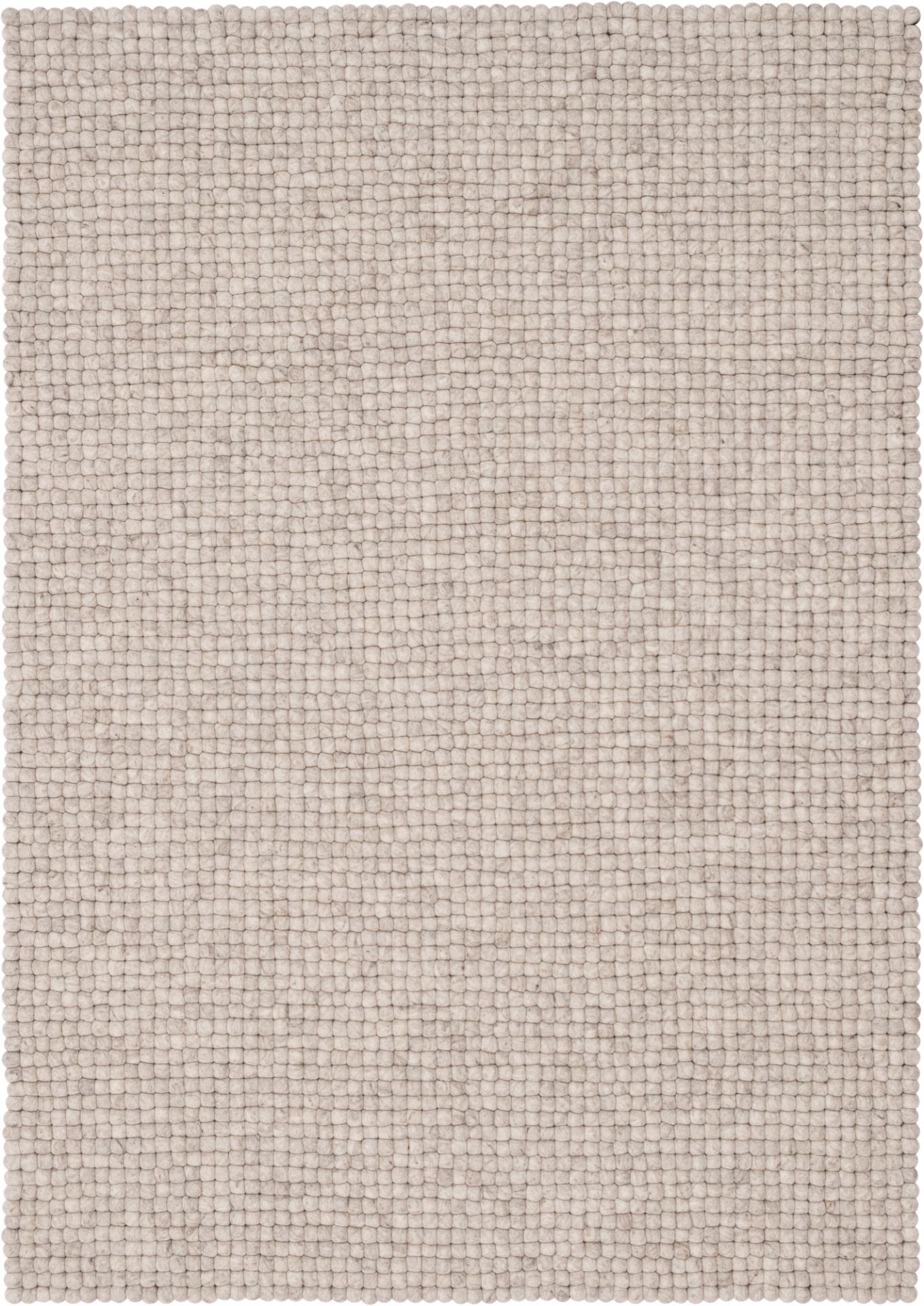 Myfelt Teppich Bela 160x230 cm aus beigen Filzkugeln, handgefertigt und nachhaltig.