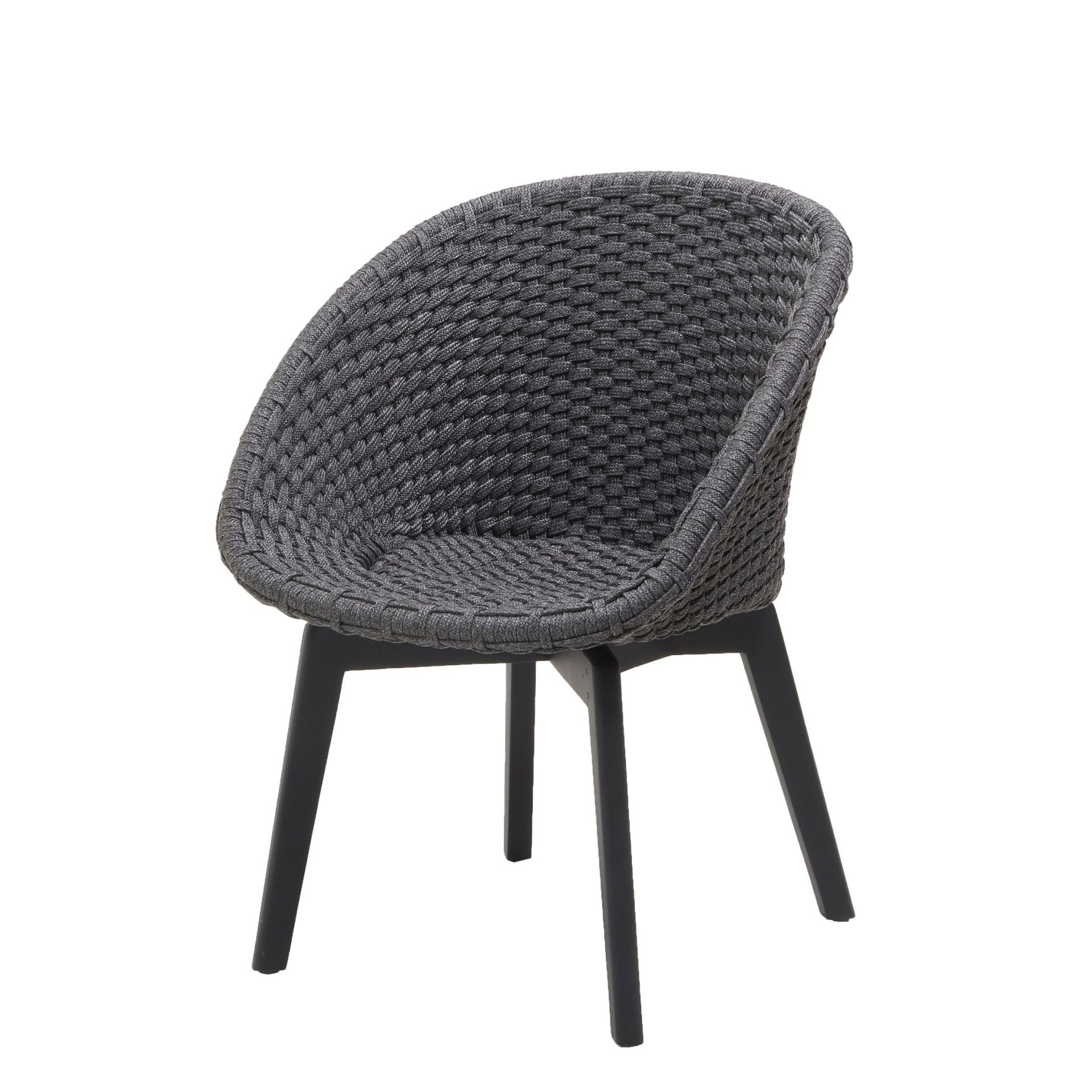 Peacock Outdoor Fauteuil Rope Noir avec pieds en aluminium Cane-Line
