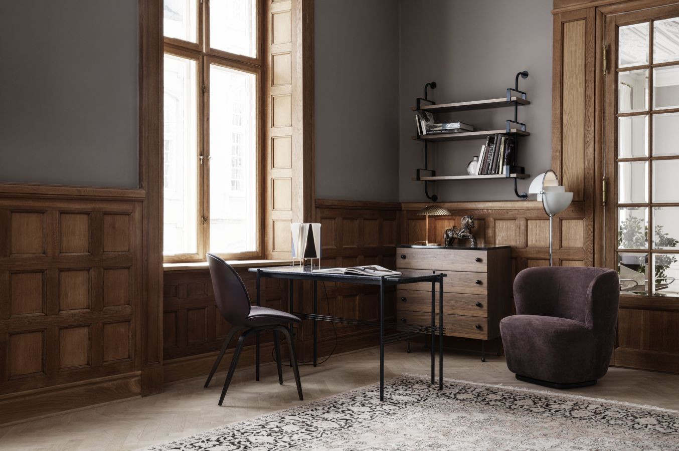 Multi-Lite Lampadaire Noir / Laiton Gubi