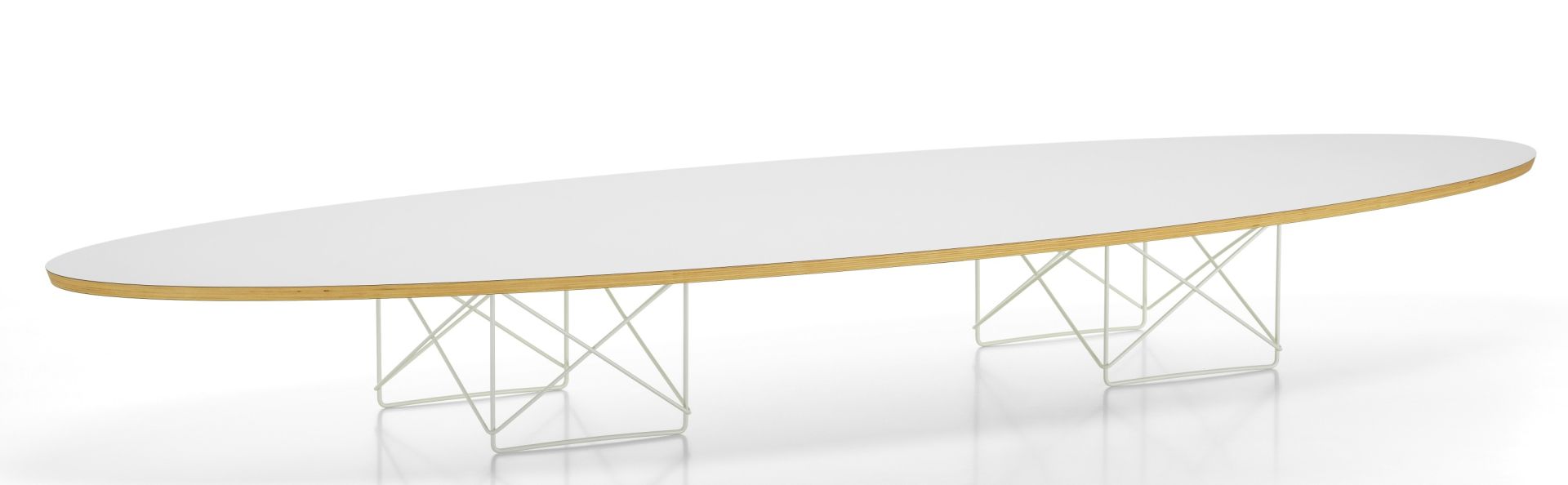 Elliptical Table ETR Table Eames / table basse Vitra HPL blanc, piétement blanc revêtu par poudre