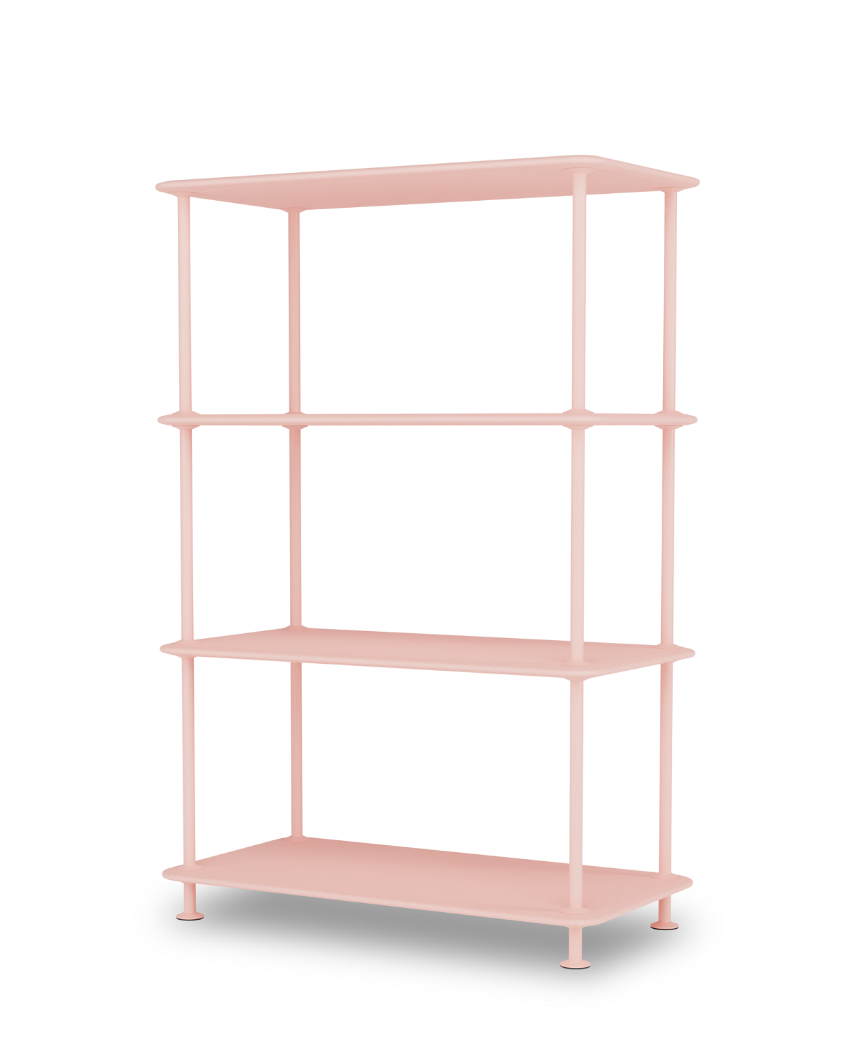 Rosa Montana Free Regal mit vier Ebenen, modernes Design für Wohnzimmer und Büro.