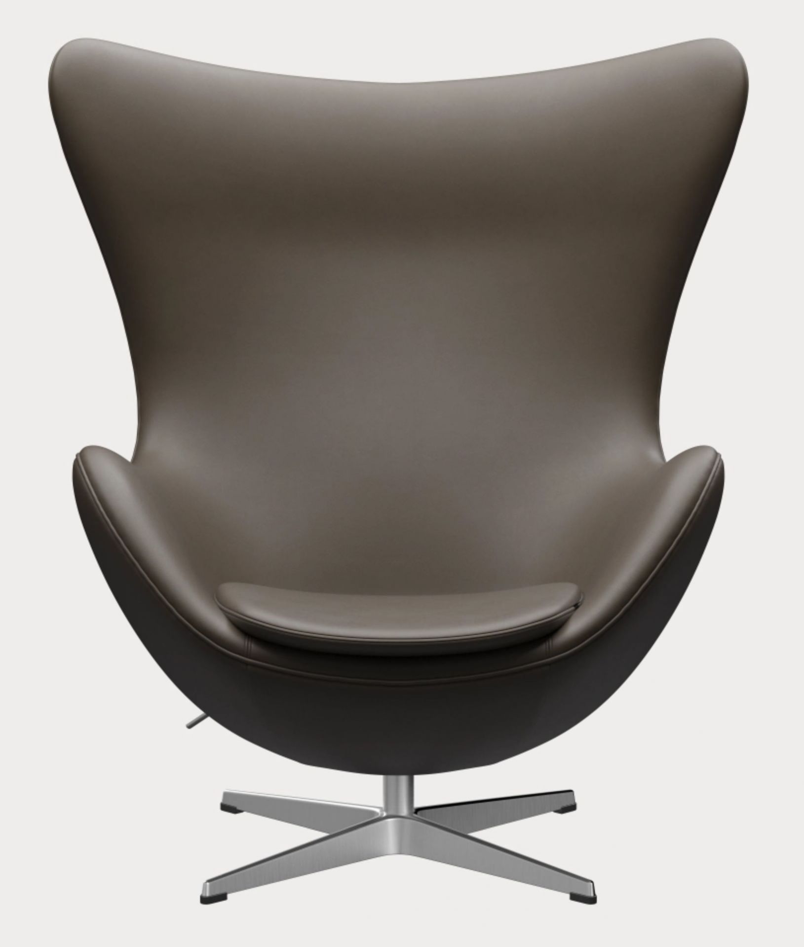 Egg Chair aus Leder in Stein von Fritz Hansen mit silbernem Fuß.