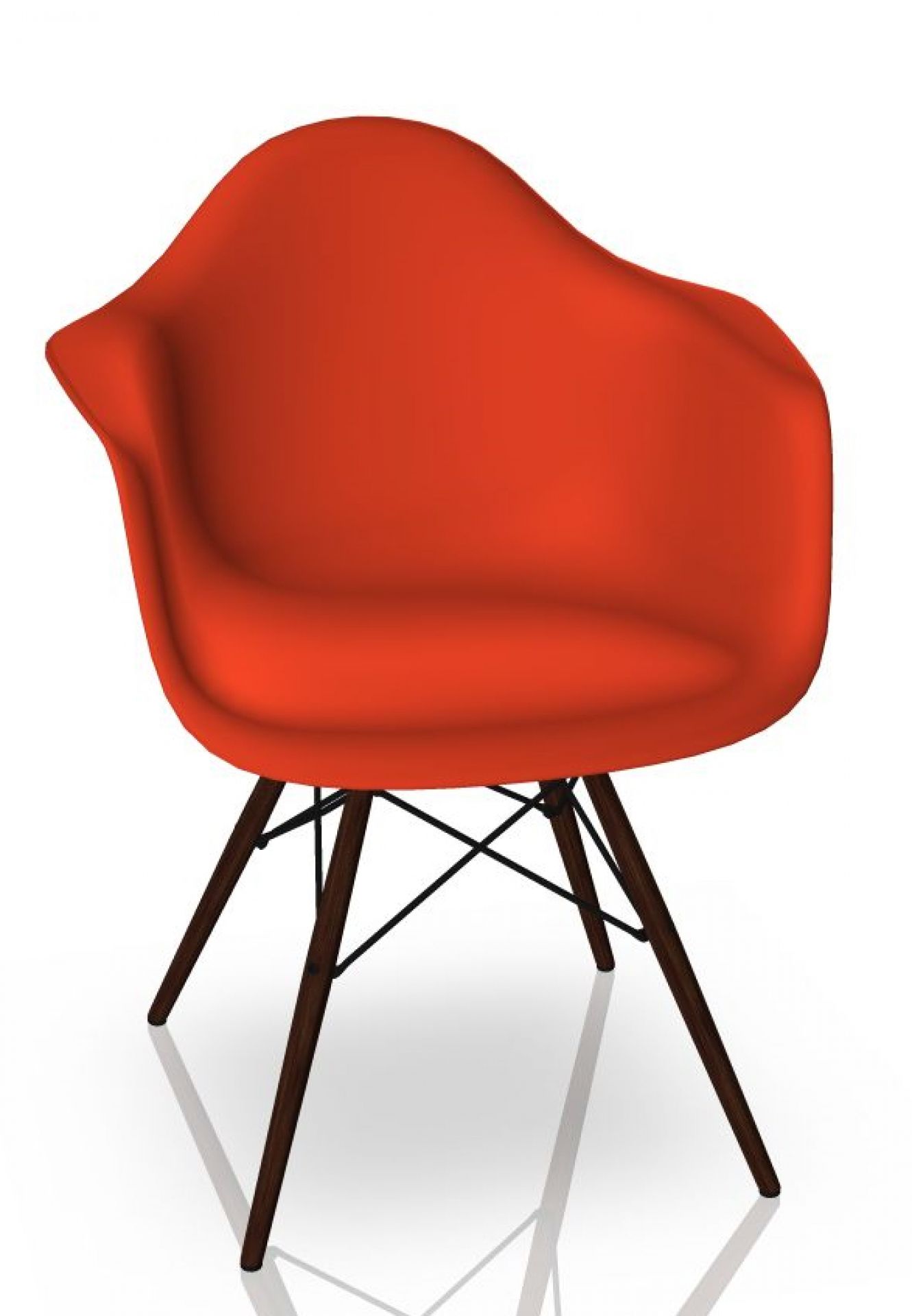 Eames Plastic Arm Chair DAW Chaise Vitra Érable foncé - Poppy red
