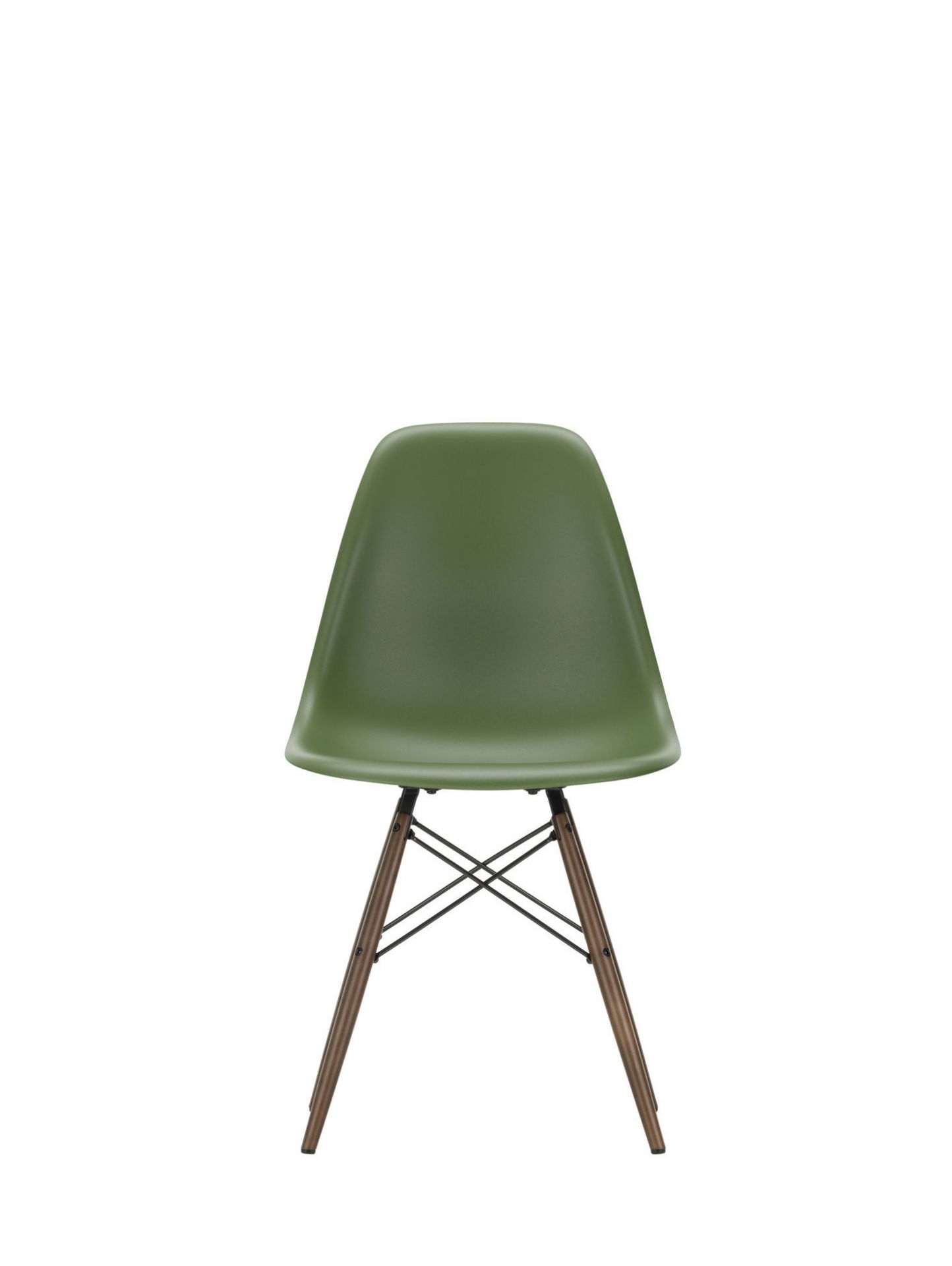 Eames Stuhl: Meerblauer Plastic Side Chair DSW von Vitra mit Ahorn-Gestell. Designklassiker für Esszimmer.