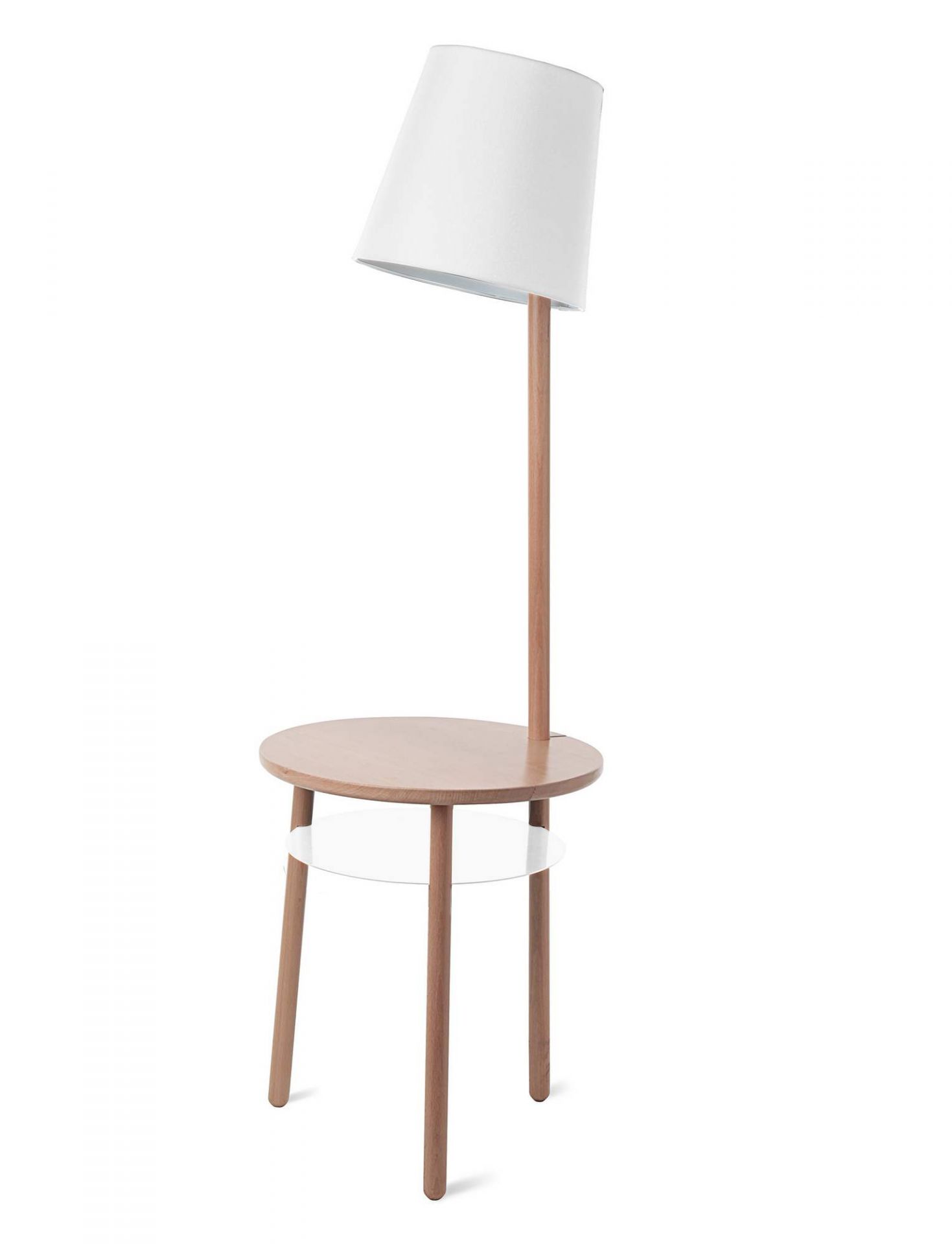 Josette Table d’appoint/lampadaire Frêne mat et blanc Hartô OFFRE SPECIALE